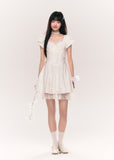 Slim Fit Hollow Lace Embroidered White Dress