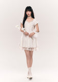 Slim Fit Hollow Lace Embroidered White Dress