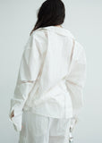 White Sheer Lace Spliced Long Sleeve Shirt