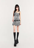 Niche girl irregular lace pleated strapless dress