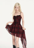 Irregular Red Strap Dress – Romantic Dark Style