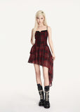 Irregular Red Strap Dress – Romantic Dark Style