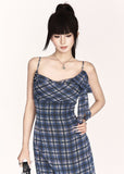 Blue Check Slip Maxi