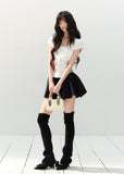 White Lace Top & Black Skirt Set