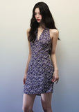 Dark purple beige floral dress
