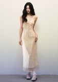 Floral chiffon small flying sleeve dress