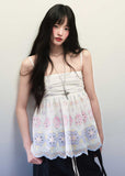 Flower embroidered camisole tops