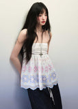 Flower embroidered camisole tops