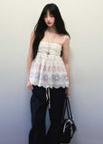 Flower embroidered camisole tops