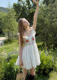 Pure cotton flower embroidery dress