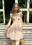Pure cotton flower embroidery dress