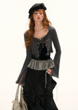 Gray Cropped Knitwear