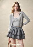 Galaxy-Inspired Embroidered Lace Skirt with Bubble Hem