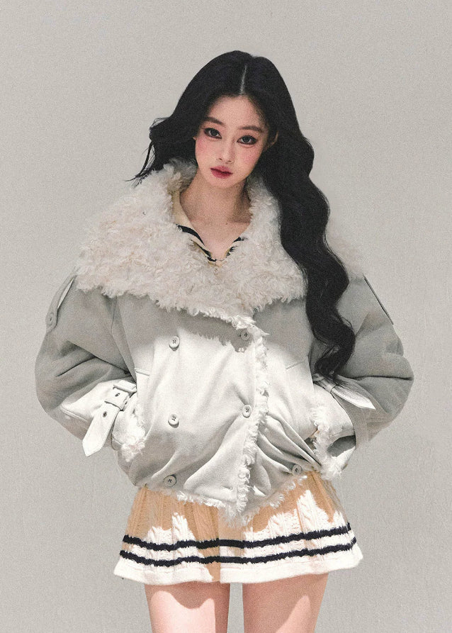 velvet winter jacket, korean fur jacket, lamb fur coat women, warm winter cotton jacket, thick cold proof coat, shearling velvet jacket, korean fashion outerwear, fw25 winter coat, fluffy winter jacket, womens warm jacket
