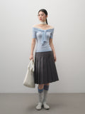 Flirty Off-Shoulder Twist Top with Mesh Details