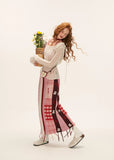 pink fringe plaid skirt, floral patchwork skirt women, spliced design slim mini skirt, niche autumn winter skirt 2025, korean street feminine style, romantic patch skirt women, cute core pink plaid skirt, slimming high end skirt women, nowa tokyo niche fashion skirt

