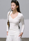 V-Neck Lace Paneled Sweater