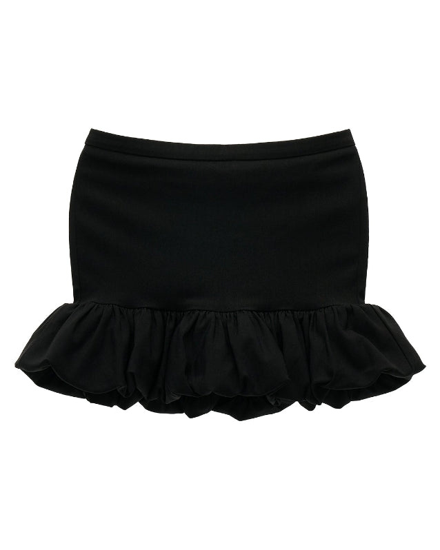 black flower bud skirt women, pleated sculpted skirt 2025, tulip hip skirt outfit, high end black mini skirt fall, fw2025 womens fashion skirt, elegant contour hip skirt, korean luxury skirt women, structured pleated tulip skirt, nowa tokyo high end street style
