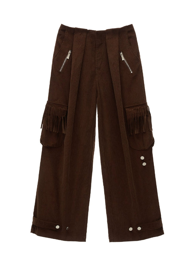 fringe pocket corduroy pants, retro corduroy trousers women, loose straight fall pants, american vintage slacks women, fw2025 streetwear pants, wide leg retro cord pants, korean retro fashion women, casual fringe pocket trousers, nowa tokyo vintage street style
