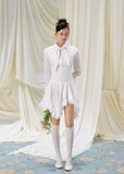 Asymmetrical Strapless Top & Skirt Set with Lace Detail