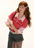 Red Stripe Faux Two-Piece Polo Tee