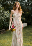 Floral Oil Painting Halter Neck Resort Dress