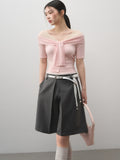 Flirty Off-Shoulder Twist Top with Mesh Details
