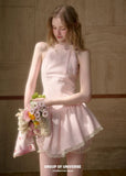 Galactic Shell-Inspired Bow Two-Piece Summer Dress Set