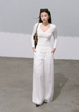 V-Neck Lace Paneled Sweater