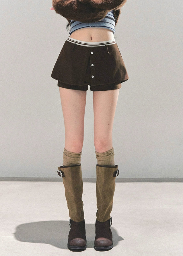 korean mini skirt, black a line skort, slimming culottes women, miu kochi skirt, seoul fashion mini, autumn short skirt, a line culottes, korean vibe outfit, street chic mini skirt, fw25 womens fashion
