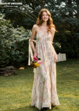 Floral Oil Painting Halter Neck Resort Dress