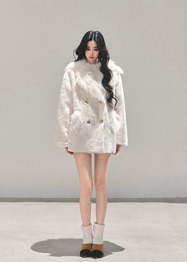 ivory fur coat women, plush winter coat, one piece fur coat, warm fluffy coat, soft girl winter jacket, faux fur dress coat, fw25 plush outerwear, korean winter fashion coat, white fuzzy coat women, elegant winter coat
