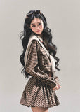 plaid shirt dress women, faux two piece dress, preppy plaid mini dress, american style check dress, winter shirt dress women, pleated plaid mini, brown plaid outfit, fw25 plaid fashion, layered look dress women, korean preppy dress
