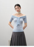 Flirty Off-Shoulder Twist Top with Mesh Details