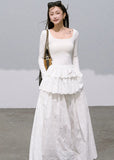 White Long-Sleeve Knit Dress  Frost Morning Edition