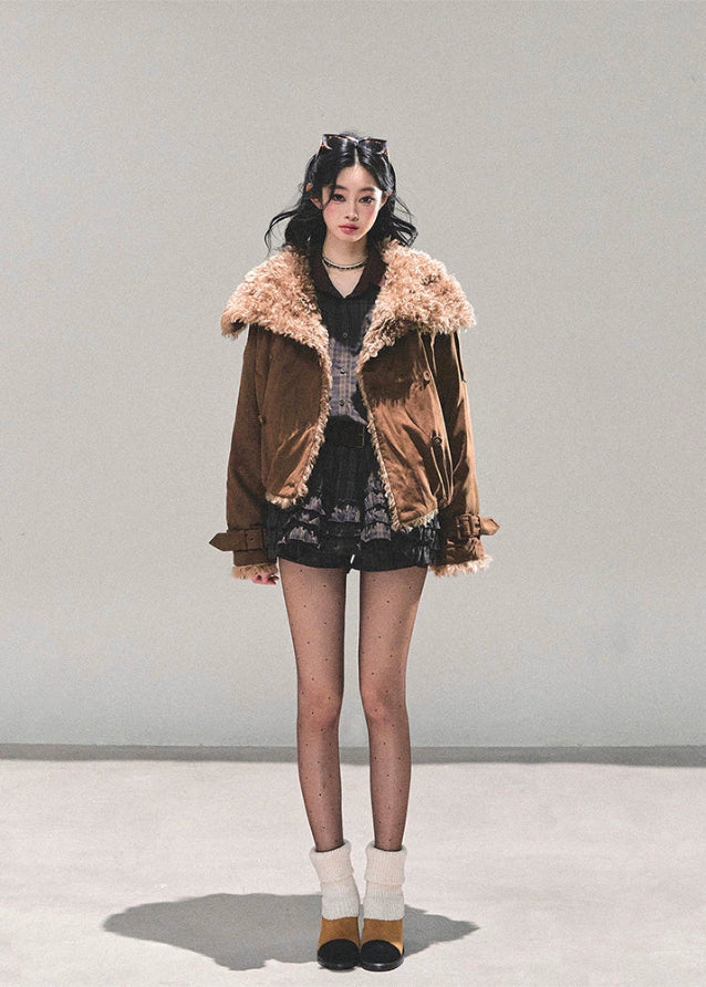 velvet winter jacket, korean fur jacket, lamb fur coat women, warm winter cotton jacket, thick cold proof coat, shearling velvet jacket, korean fashion outerwear, fw25 winter coat, fluffy winter jacket, womens warm jacket
