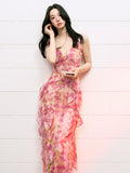 French Drape Floral Dress