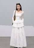 White Long-Sleeve Knit Dress  Frost Morning Edition