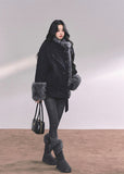 fur trim winter coat women, french luxury padded jacket, plush warm cotton coat, black winter fur jacket, fw25 warm outerwear, double breasted plush coat, korean winter padded jacket women, elegant fur trim jacket, late autumn warm coat

