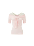 Flirty Off-Shoulder Twist Top with Mesh Details