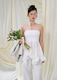 Asymmetrical Strapless Top & Skirt Set with Lace Detail