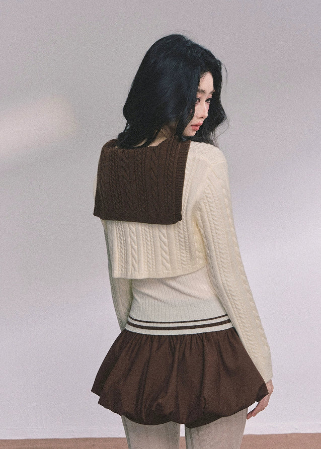 knitted sweater set, layered knit top, two-piece knit set, navy collar sweater, Korean fashion sweater, fall winter knit top, layered college style top, trendy knit outfit, Korean-American streetwear, women’s autumn knit set, chic layered sweater, cute fall outfit, preppy knit ensemble, elegant French knitwear, soft knitted long sleeve top
